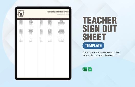 Teacher Sign Out Sheet Template