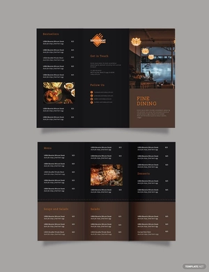 Fine Dining Restaurant Take-out Tri-Fold Brochure Template