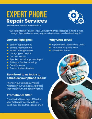 Free Phone Repair Flyer Template to Edit Online