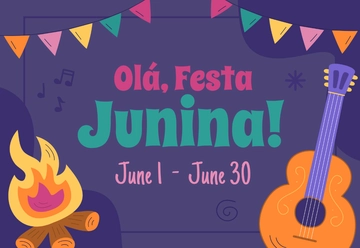 Free Cartoon Style Festa Junina Holiday Card Template to Edit Online