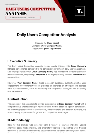 Free Daily Users Competitor Analysis Template to Edit Online