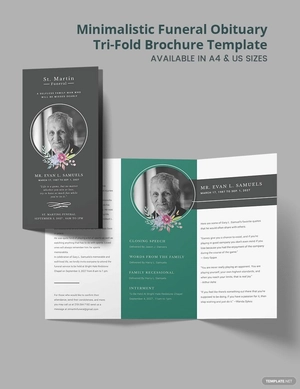 Minimalistic Funeral Obituary Tri-Fold Brochure Template