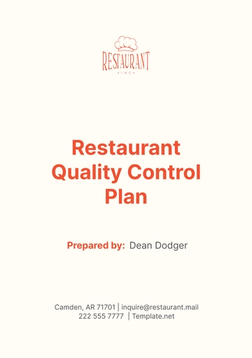 Free Restaurant Quality Control Plan Template to Edit Online
