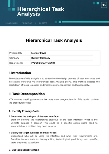 Free Hierarchical Task Analysis Template to Edit Online