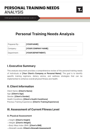 Free Personal Training Needs Analysis Template to Edit Online