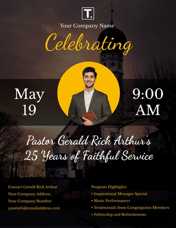 Free Pastor Anniversary Flyer Design Template to Edit Online