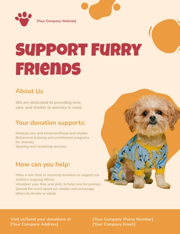 Free Animal Shelter Donation Flyer Template to Edit Online