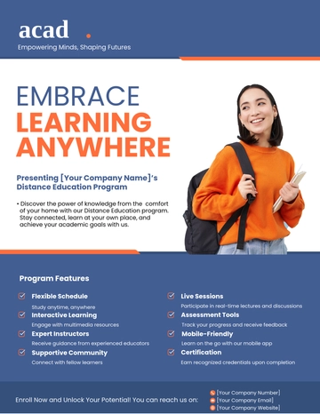 Free Distance Education Flyer Template to Edit Online