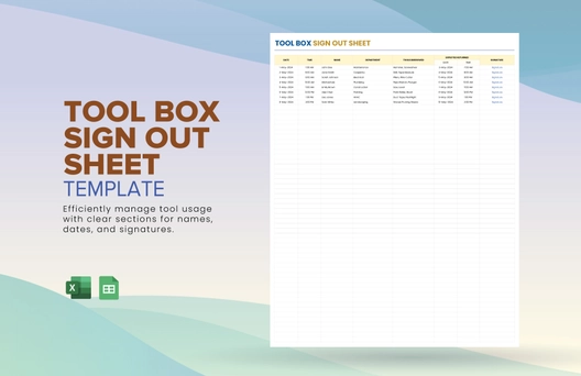 Tool Box Sign Out Sheet Template