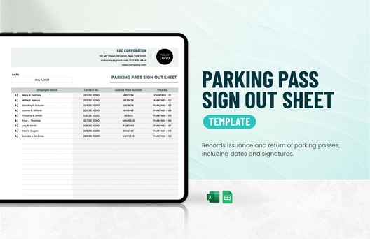 Parking Pass Sign Out Sheet Template