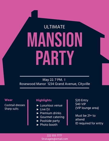 Free Mansion Party Flyer Template to Edit Online