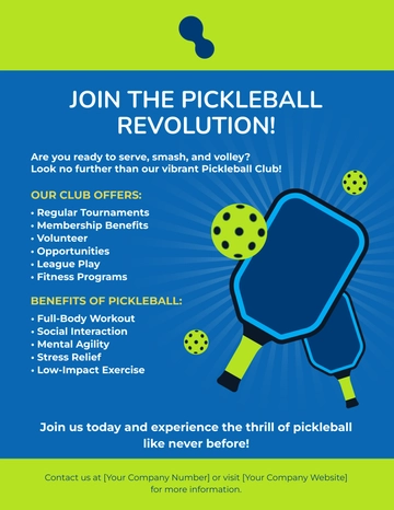 Free Pickleball Club Flyer Template to Edit Online