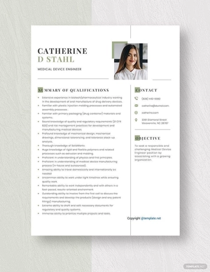 Medical Device Engineer Resume