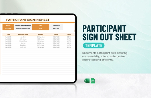 Participant Sign Out Sheet Template