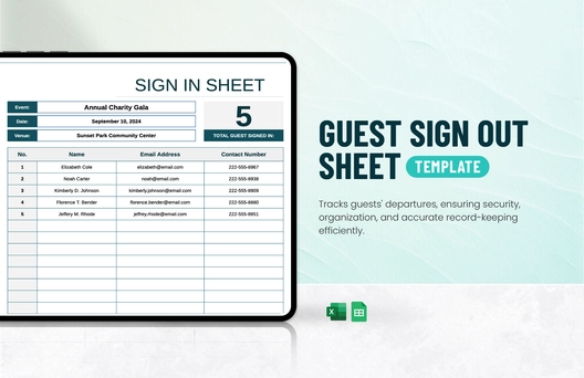 Guest Sign Out Sheet Template