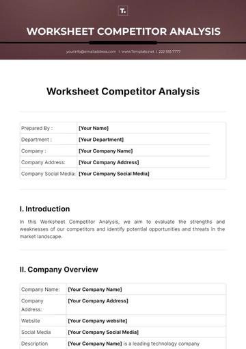 Free Worksheet Competitor Analysis Template to Edit Online