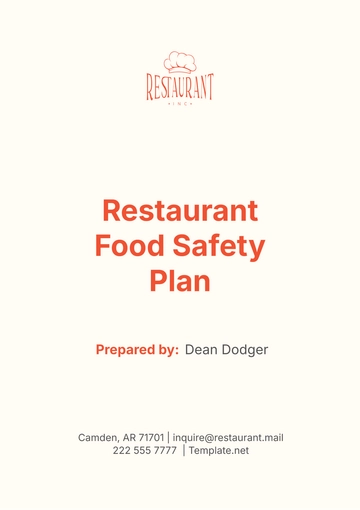Free Restaurant Food Safety Plan Template to Edit Online