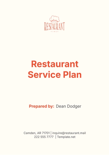 Free Restaurant Service Plan Template to Edit Online