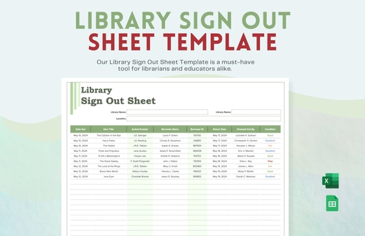 Library Sign Out Sheet Template