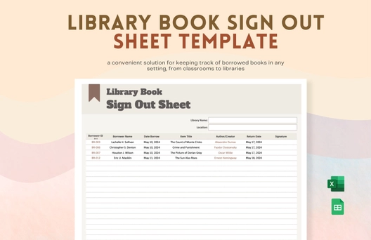 Library Book Sign Out Sheet Template