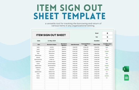 Item Sign Out Sheet Template