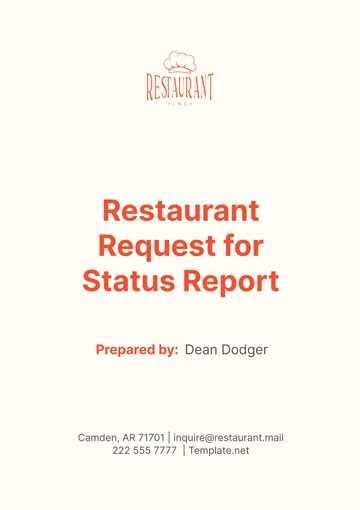 Free Restaurant Request for Status Report Template to Edit Online