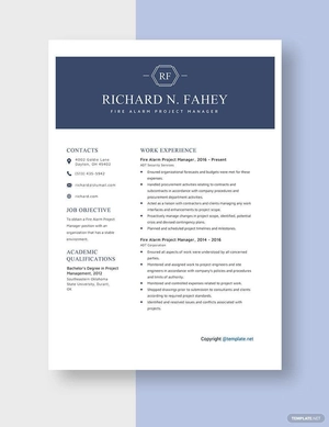Fire Alarm Project Manager Resume