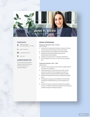 Fingerprint Specialist Resume