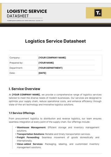 Free Logistics Service Datasheet Template to Edit Online