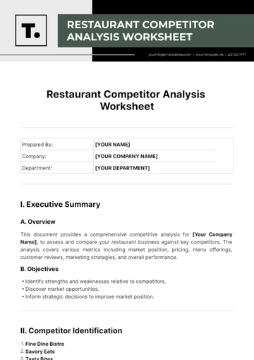Free Restaurant Competitor Analysis Worksheet Template to Edit Online