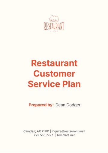 Free Restaurant Customer Service Plan Template to Edit Online