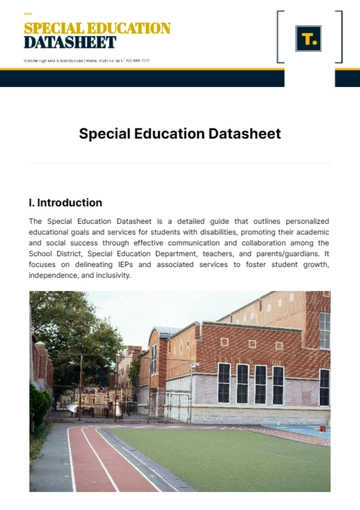 Free Special Education Datasheet Template to Edit Online