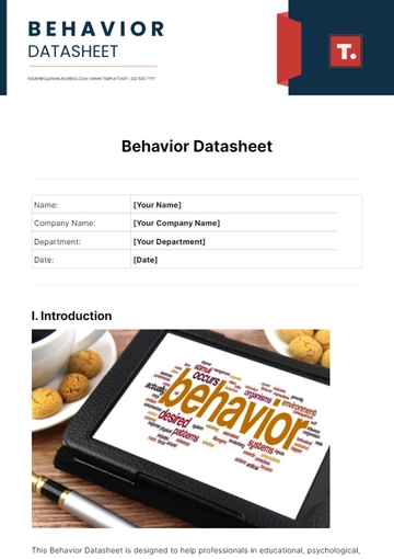 Free Behavior Datasheet Template to Edit Online