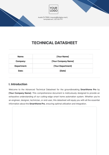 Free Technical Datasheet Template to Edit Online
