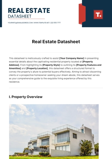 Free Real Estate Datasheet Template