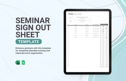 Seminar Sign Out Sheet Template