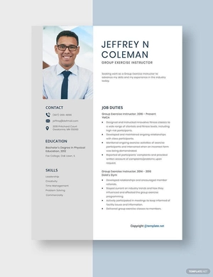 Group Exercise Instructor Resume