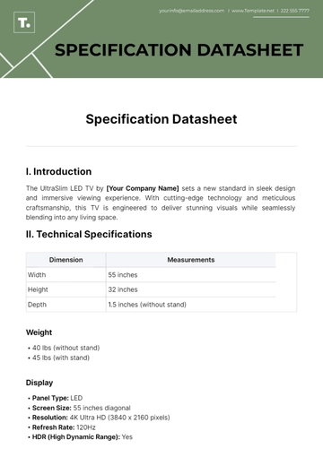 Free Specification Datasheet Template to Edit Online
