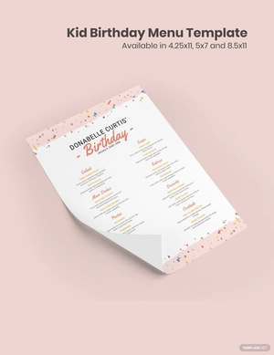 Kid Birthday Menu Template