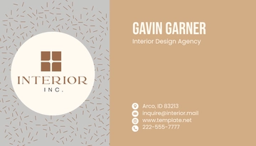 Free Interior Design Agency Business Card Template to Edit Online