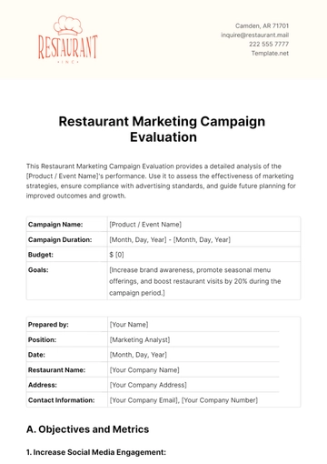 Free Restaurant Marketing Campaign Evaluation Template to Edit Online