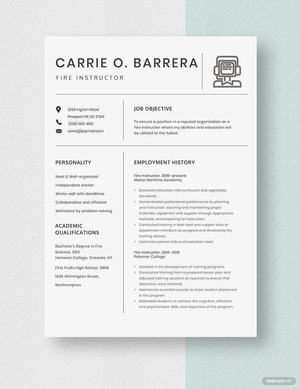 Fire Instructor Resume