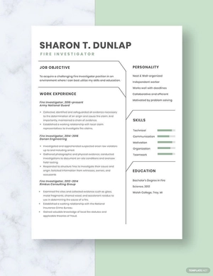Fire Investigator Resume