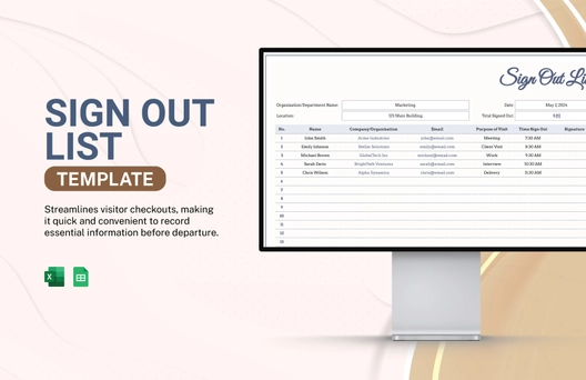 Sign Out List Template