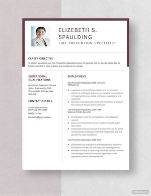 Fire Prevention Specialist Resume