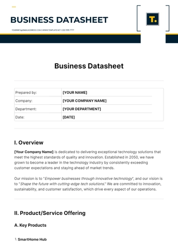 Free Business Datasheet Template to Edit Online