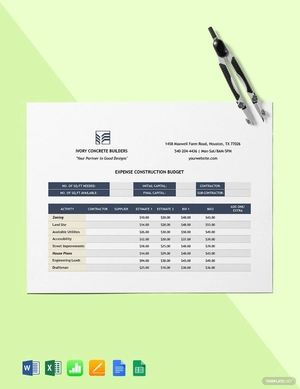 Expense Construction Budget Template