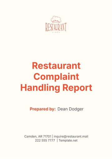 Free Restaurant Complaint Handling Report Template to Edit Online