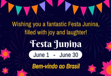 Free Brazilian Festa Junina Event Celebration Card Template to Edit Online