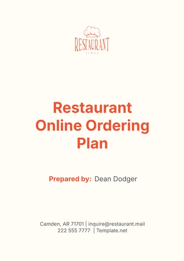 Free Restaurant Online Ordering Plan Template to Edit Online